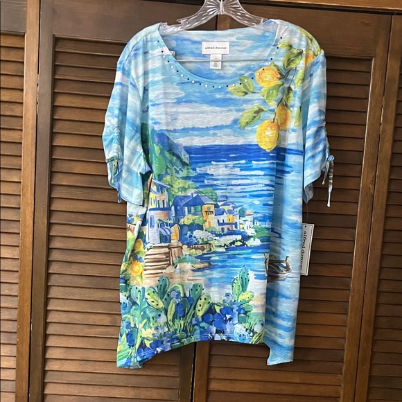 Alfred Dunner women’s Multicolor Scenic Print Top - Picture 1 of 7